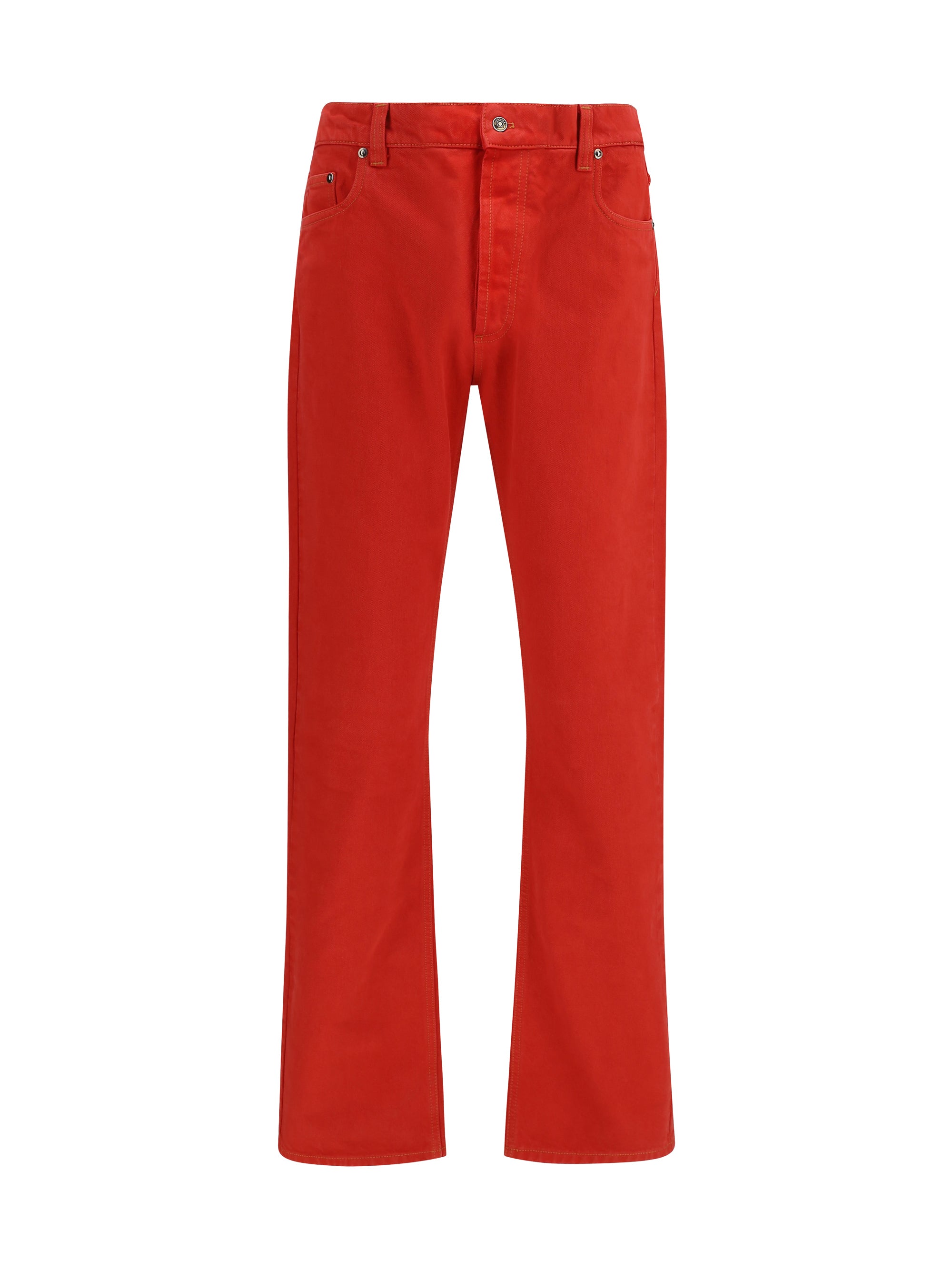 Versace Straight-Leg Cotton Denim Jeans — Red