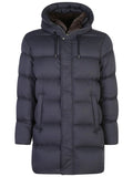 Herno Logo-Plaque Padded Down Jacket — Navy