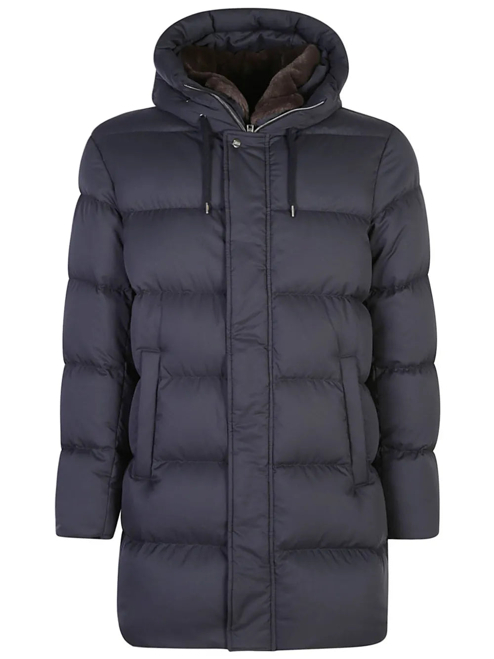 Herno Logo-Plaque Padded Down Jacket — Navy