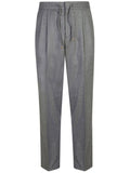 Brunello Cucinelli Virgin Wool Drawstring-Waist Trousers — Grey
