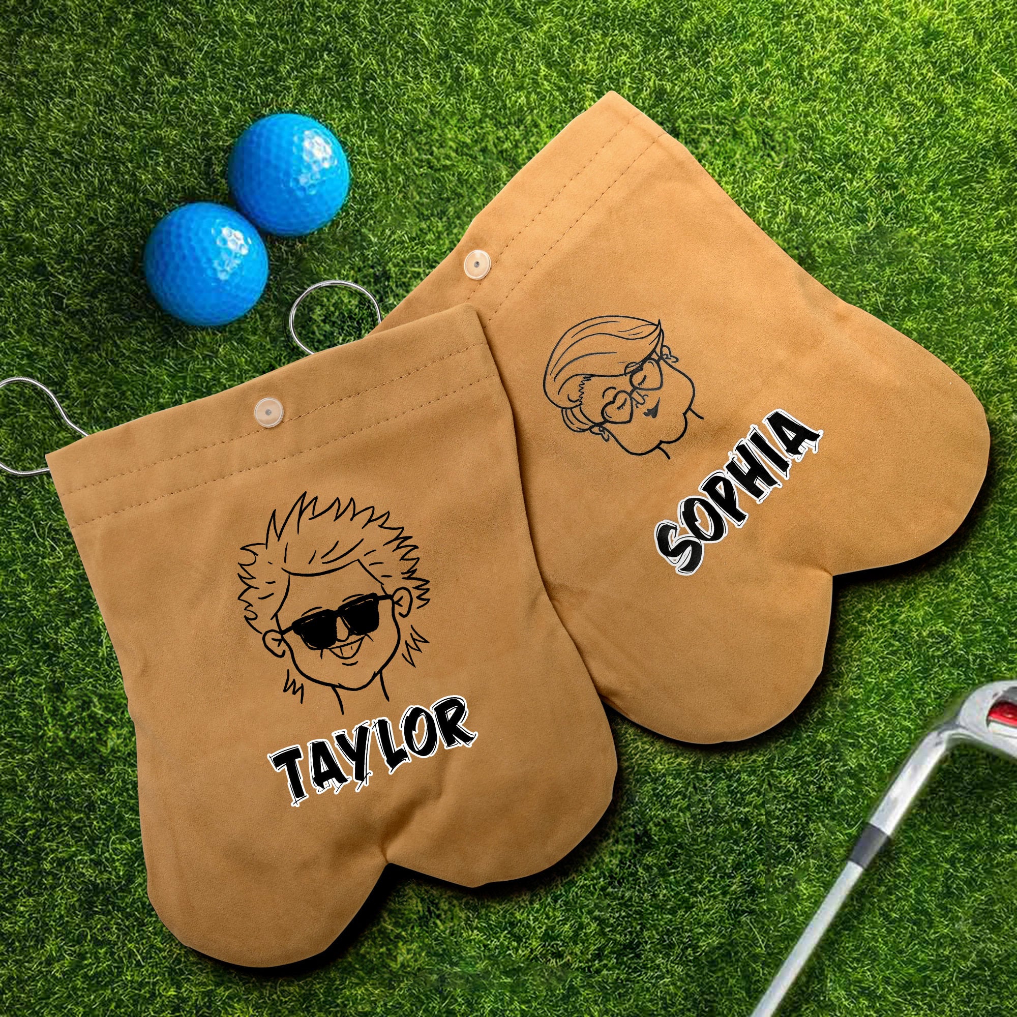 Bolsa de pelotas de golf personalizada estilo cómic Avatar con 2 pelotas de golf Accesorios de golf Regalo de cumpleaños para golfista Jugador de golf