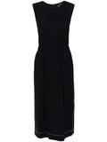Fabiana Filippi Contrast-Stitched Merino Wool Midi Dress — navy