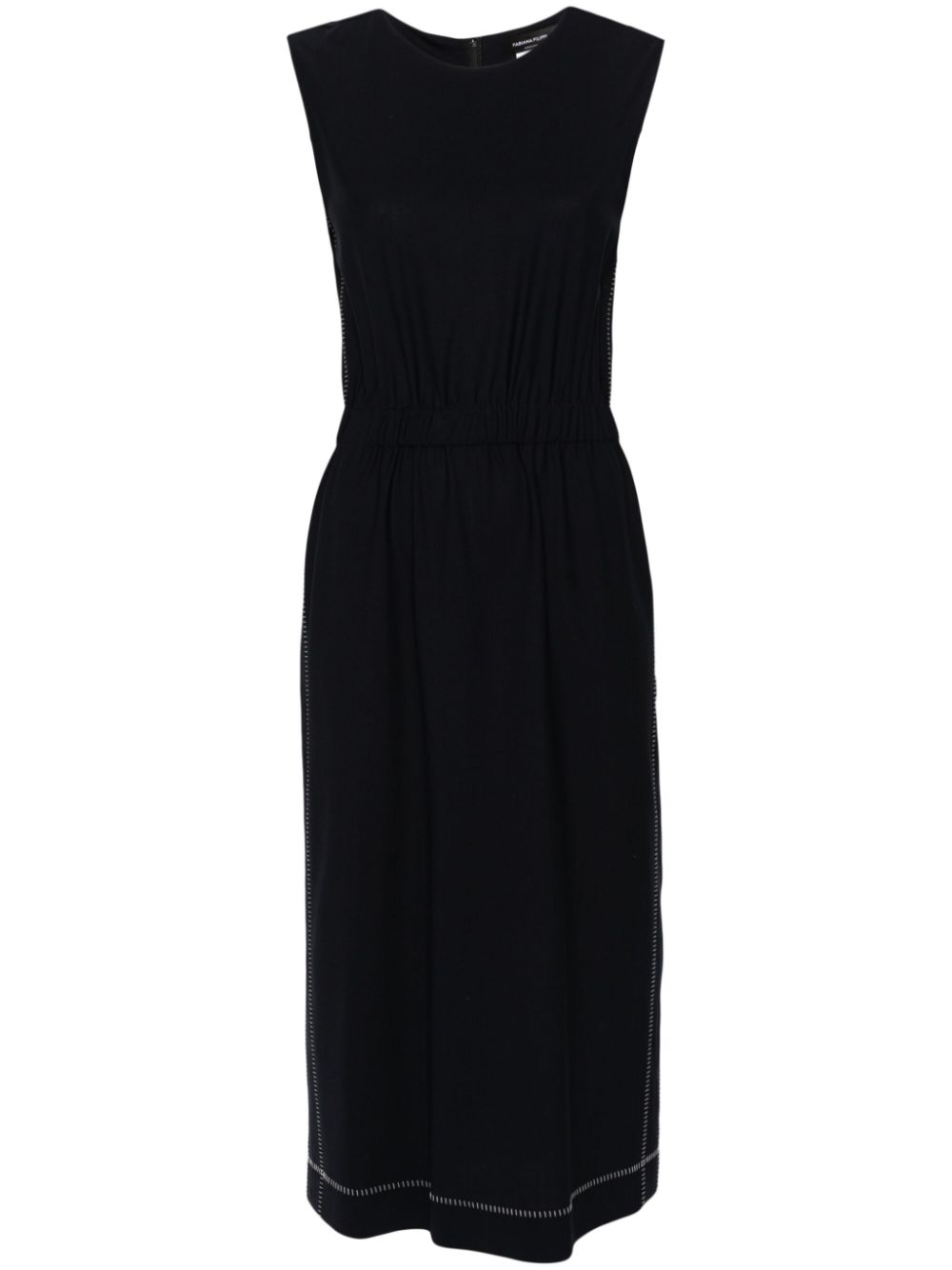 Fabiana Filippi Contrast-Stitched Merino Wool Midi Dress — navy