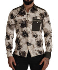 Men's Green Beige Floral Cotton Stretch Exclusive Shirt
