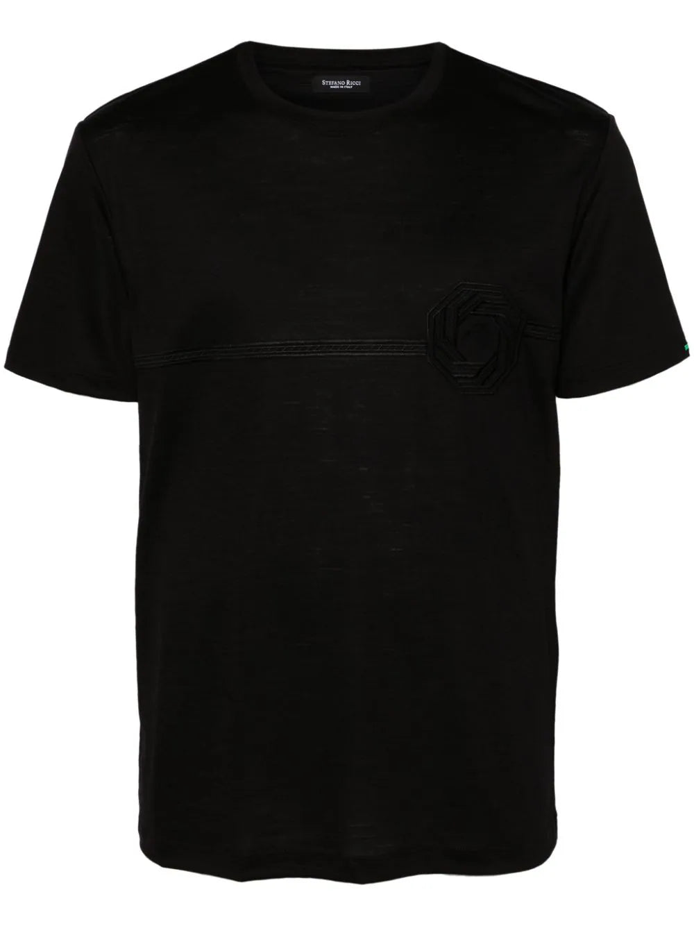 Stefano Ricci Logo-Embroidered Virgin Wool T-Shirt — Black