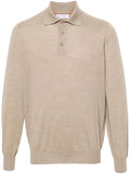 Brunello Cucinelli Virgin Wool-Cashmere Fine Knit Polo — Beige