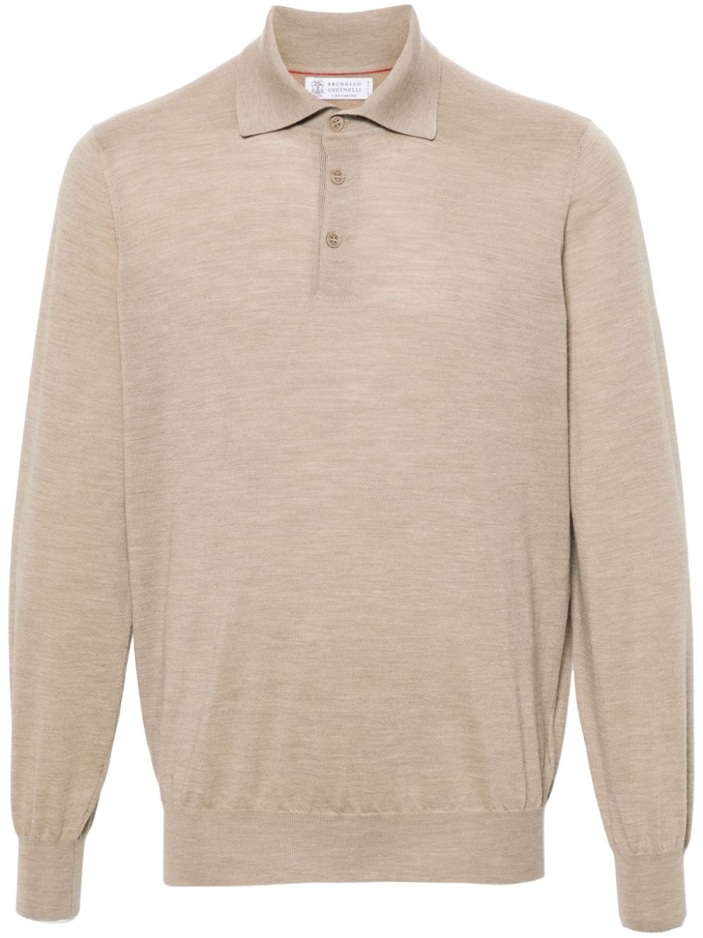 Brunello Cucinelli Virgin Wool-Cashmere Fine Knit Polo — Beige