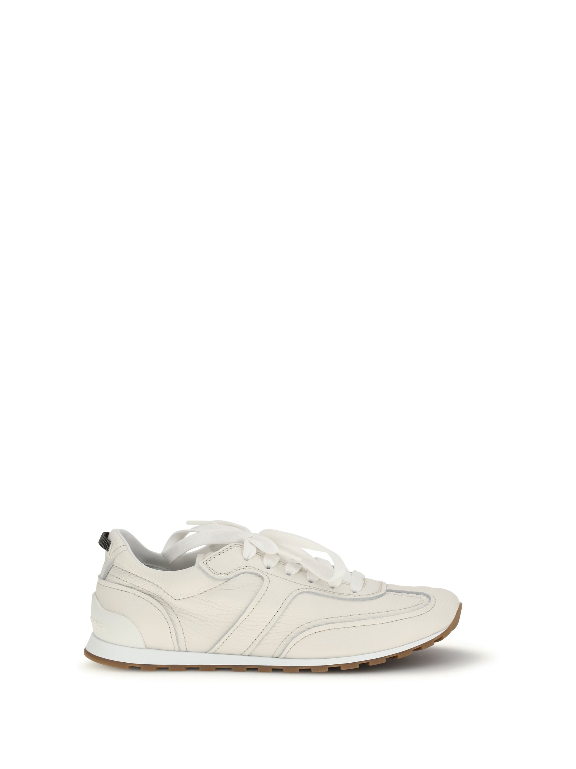 Brunello Cucinelli Calf Suede Lace-Up Sneakers — Beige