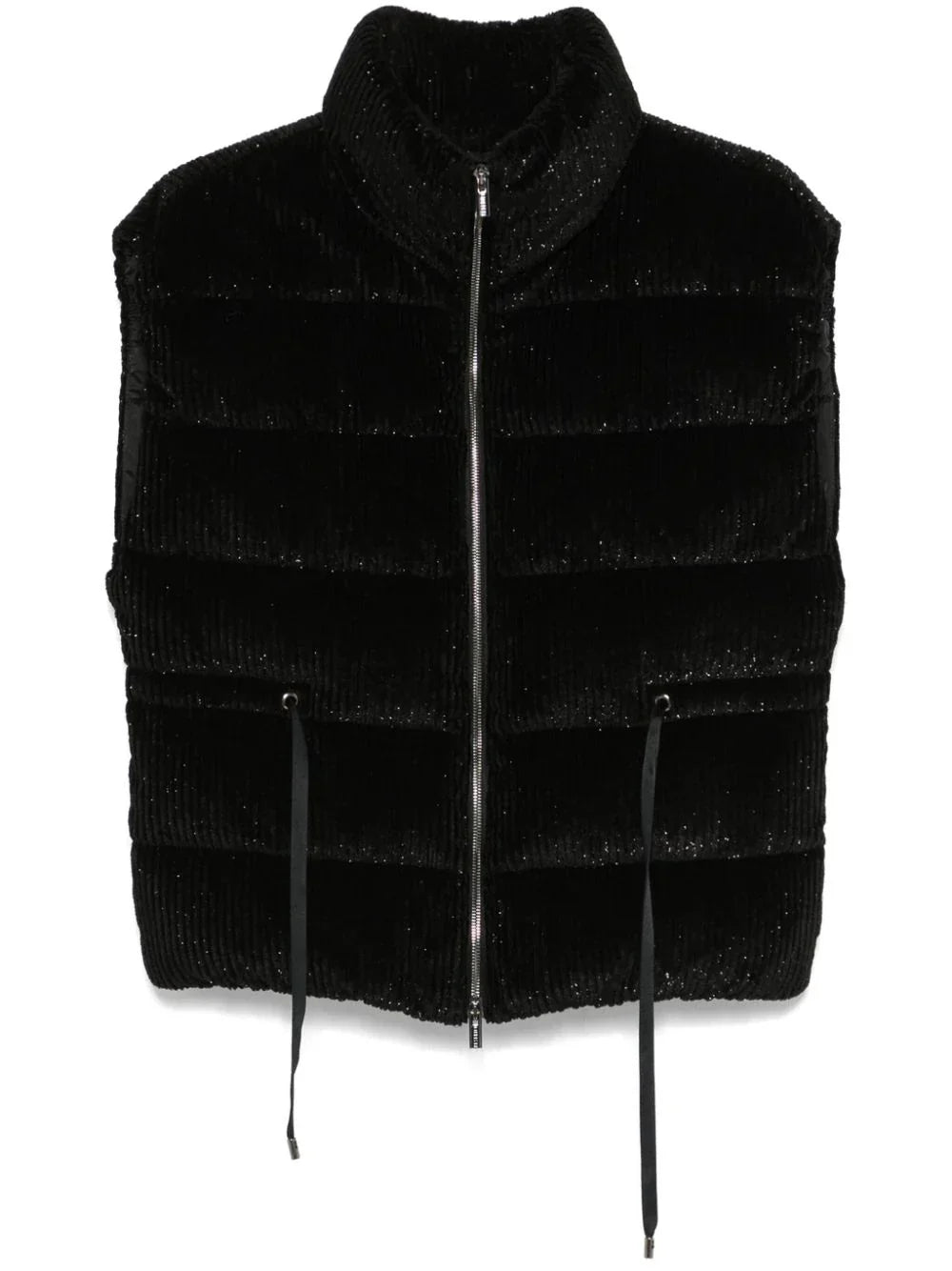 Peserico Corduroy Quilted Gilet — Black