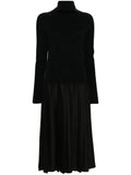 Fabiana Filippi Pleated Wool-Silk-Cashmere Dress — Black
