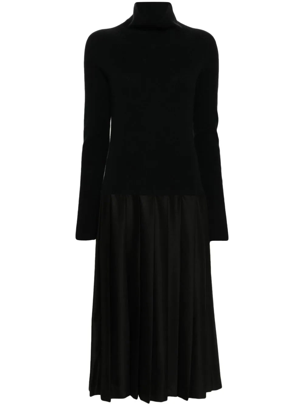 Fabiana Filippi Pleated Wool-Silk-Cashmere Dress — Black