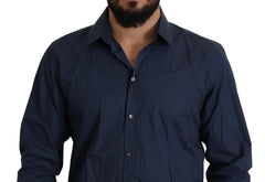 Men's Blue Cotton Martini Slim Fit Dress Shirt