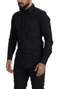 Men's Black Cotton Gold Slim Fit Dress Shirt