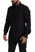 Men's Black Gold Slim Fit Tuxedo Dress Shirt Cotton
