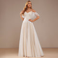 Bridal Wedding Dress Yellow Spaghetti Straps Long V-Neck A-line