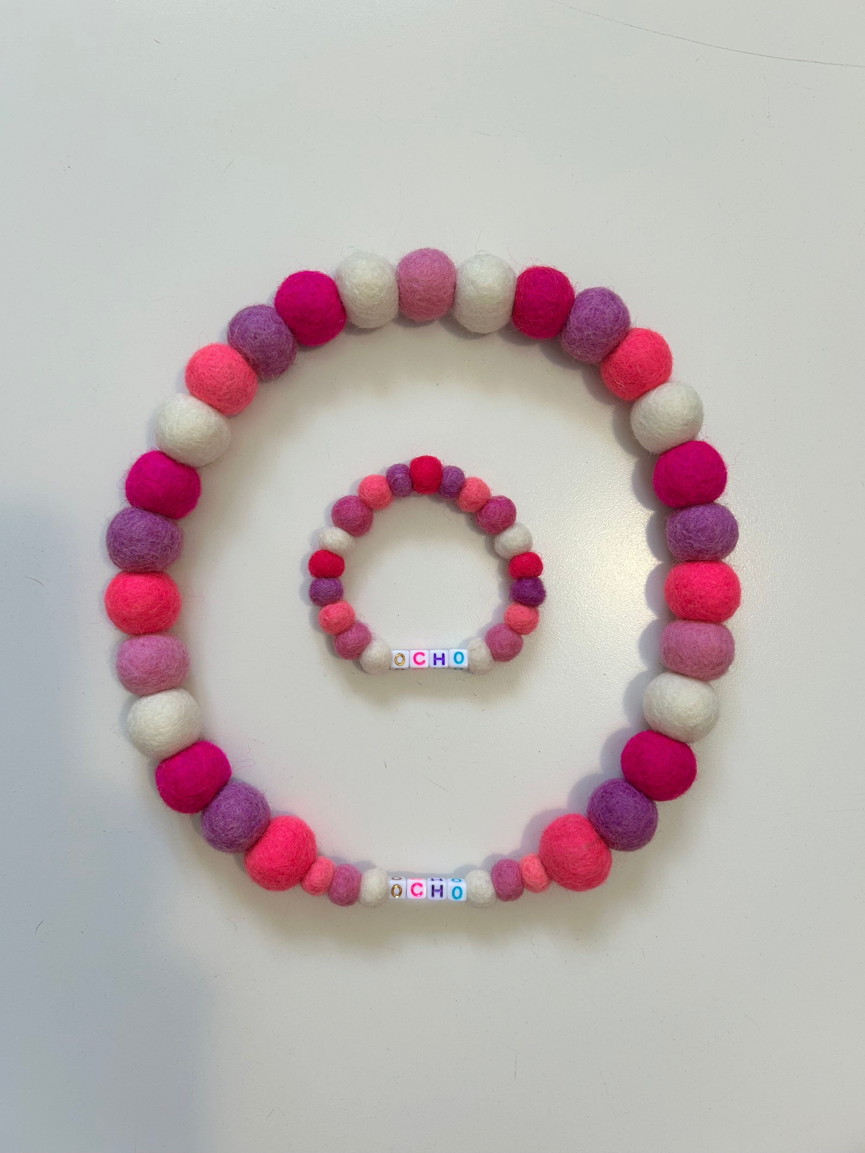 Baby Pink Mix - Personalised Pom Pom Dog Collar