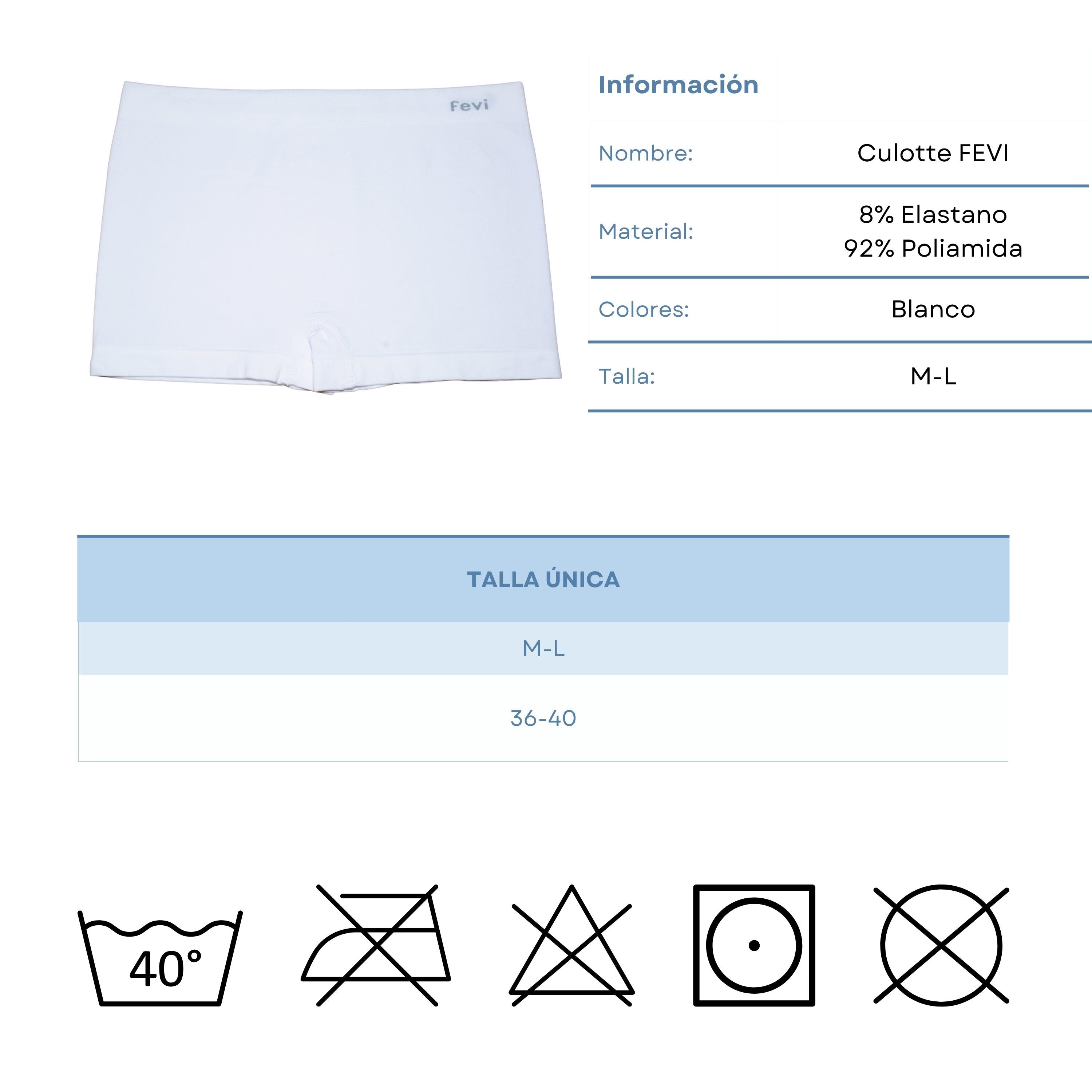 FEVI | Pack de 6 Culottes en 1 o 3 colores diferentes: Negro, Blanco y Beige | Talla única