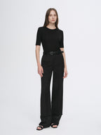 Fitted waist slimming round neck Tencel cashmere versatile short-sleeved T-shirt