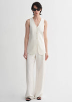 Mulberry silk linen V-neck vest summer suit for women
