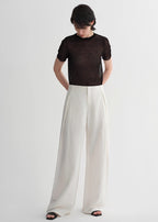 Summer mulberry silk linen waistless three-dimensional pleated wide-leg pants for women