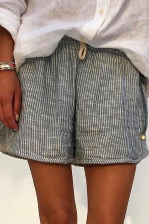 Fashion Style Drawstring Waist Striped Shorts