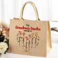 Personalizada Corazón Nacimiento Flor Familia Jardín Yute Bolsa de Yute con 1-12 Nombres Accesorios de Viaje Cumpleaños Día de la Madre Regalo para Mamá Abuela