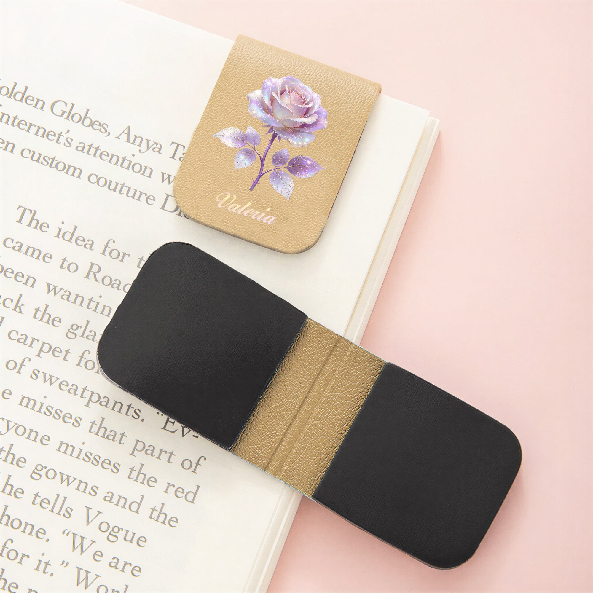 Personalizado Multicolor Retro Nacimiento Flor magnético de cuero de la PU Marcapáginas Clip con nombre Club de lectura Regalo de cumpleaños para los ratones de biblioteca amantes de la lectura