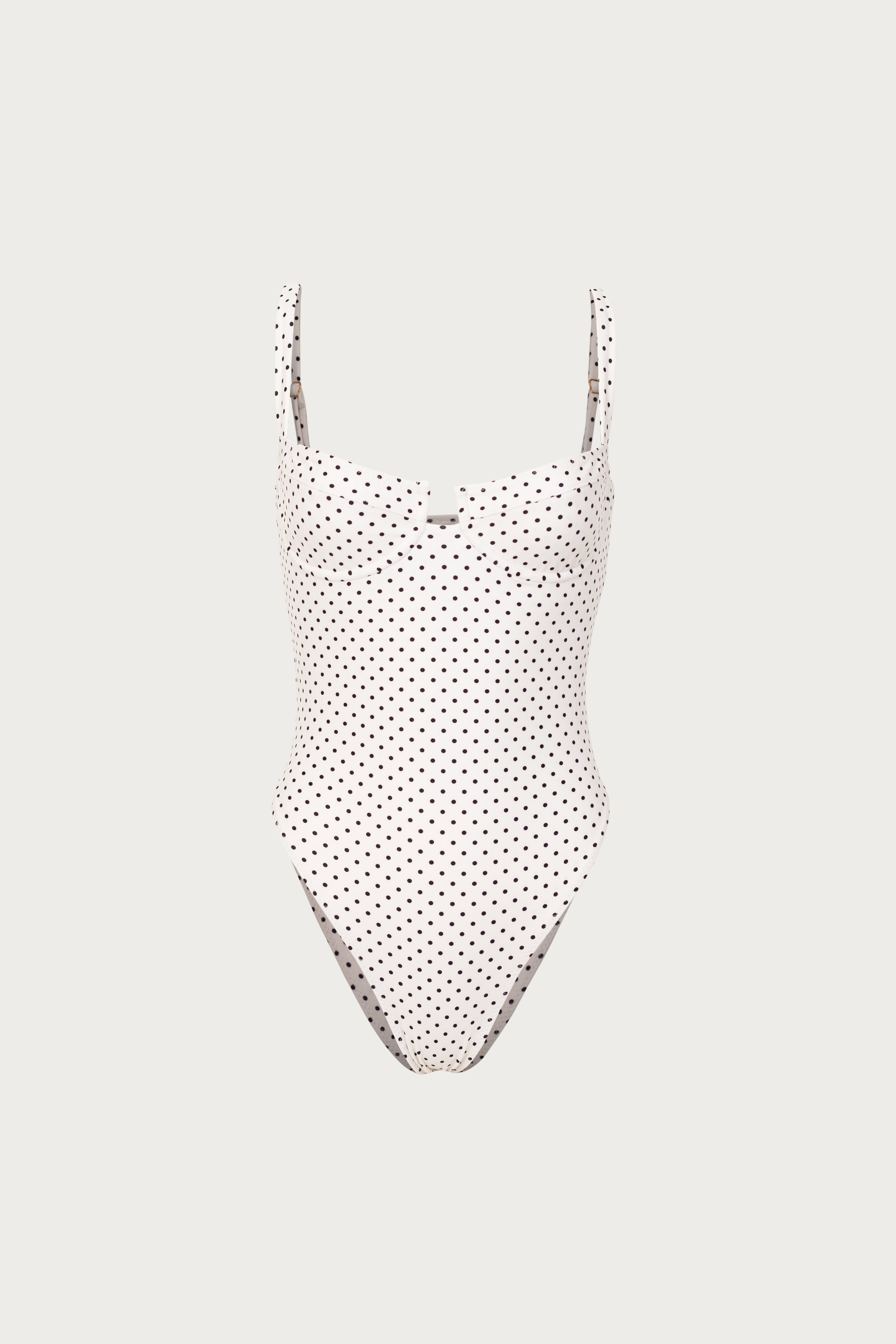 Bustier One Piece (Cream Black Polka Dot)
