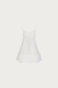 Ruched Flounce Mini Dress (White)