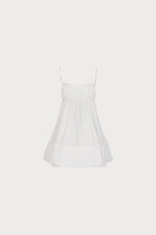 Ruched Flounce Mini Dress (White)