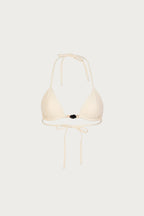 Stone Beaded Triangle Top (Faux Suede Cream)