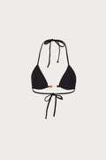 Stone Beaded Triangle Top (Faux Suede Black)