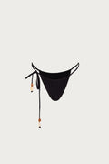Stone Beaded String Bottom (Faux Suede Black)