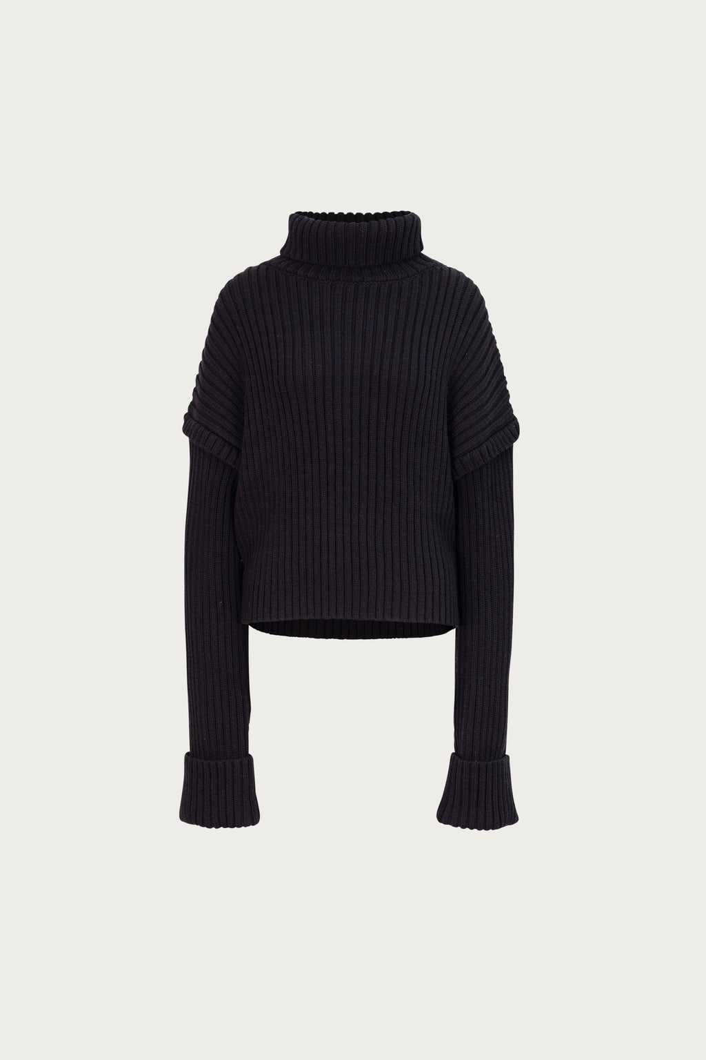 Oversized Ribbed Wool Sweater (Black)