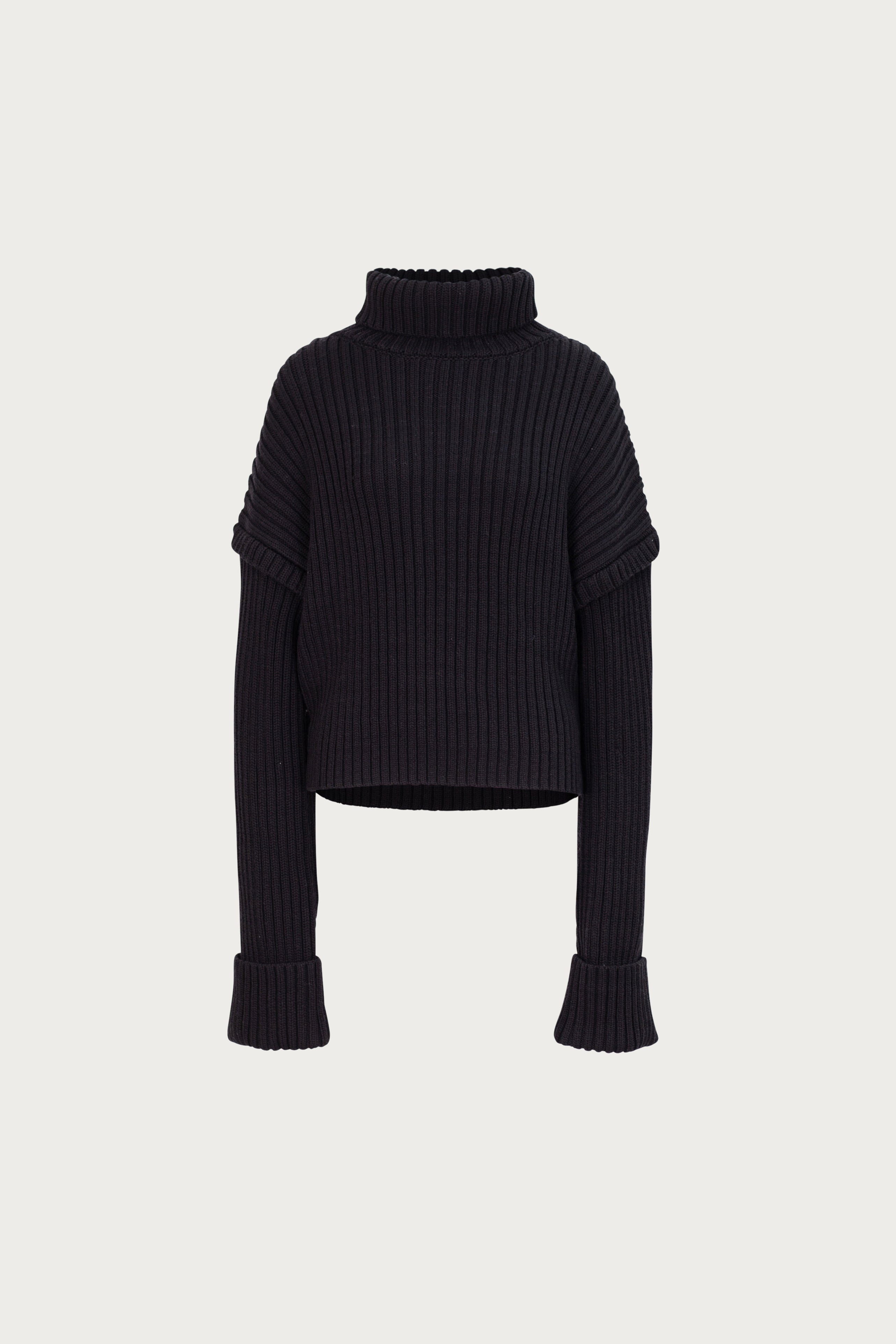 Oversized Ribbed Wool Sweater (Black)