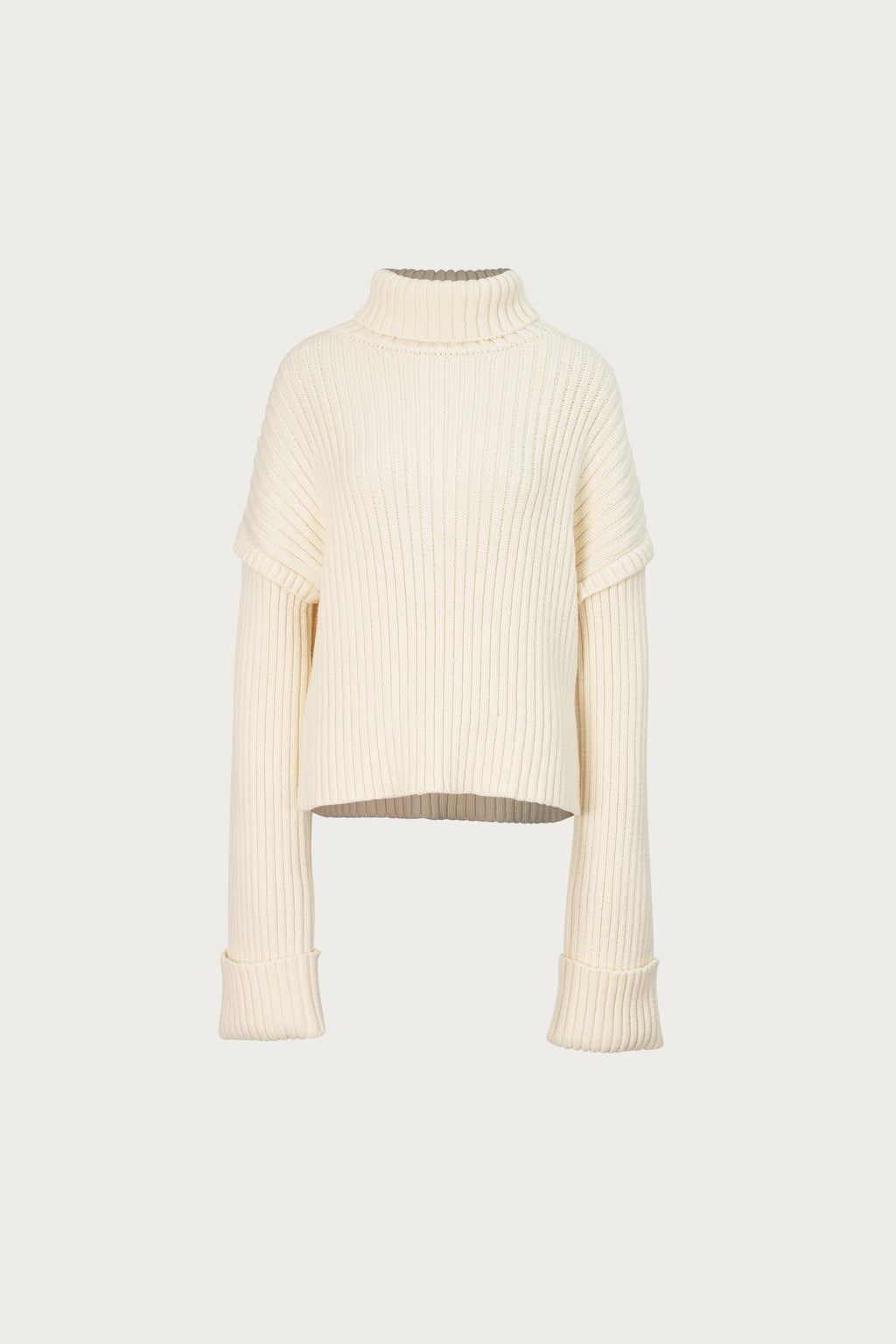Oversized Ribbed Wool Sweater (Cream)