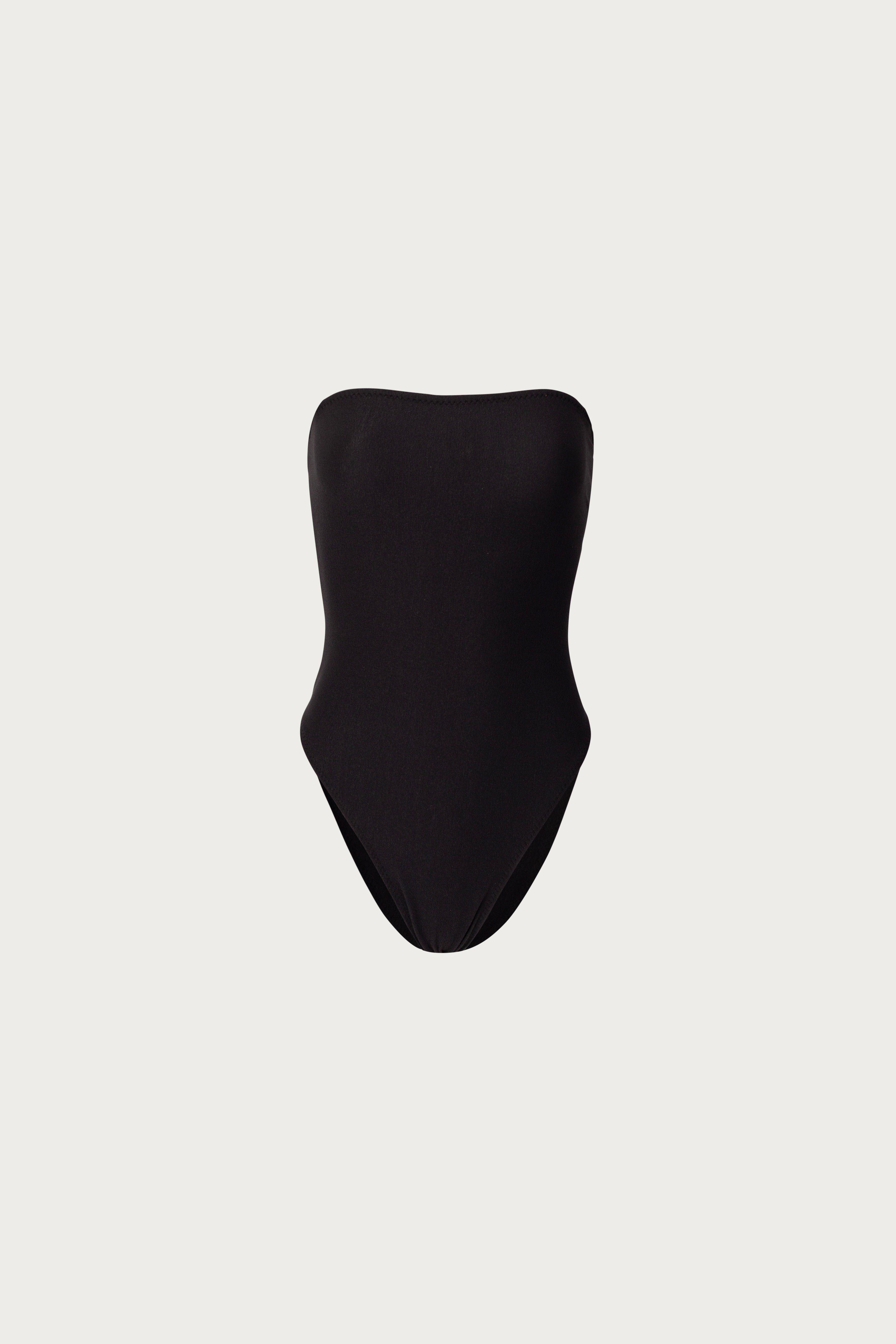 Strapless One Piece (Faux Suede Black)