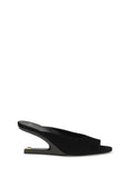 Balmain Sculptured Suede Open-Toe Mule Sandal — Black