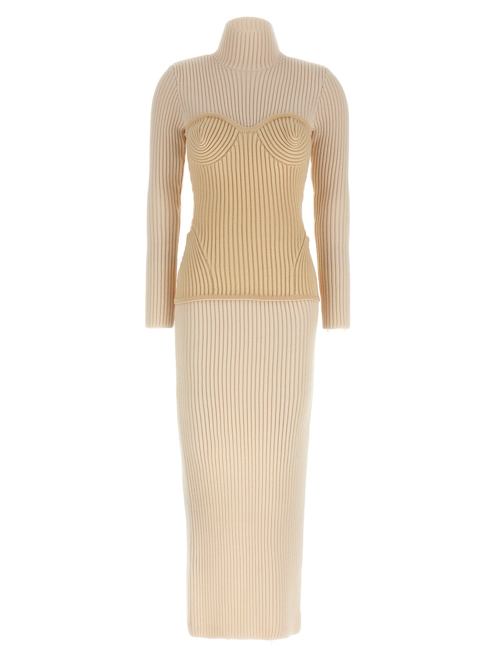Jean Paul Gaultier Corset Trompe L'Oeil Dress — Cream