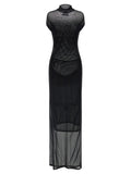 Jean Paul Gaultier Flocked Mesh Dress — Black