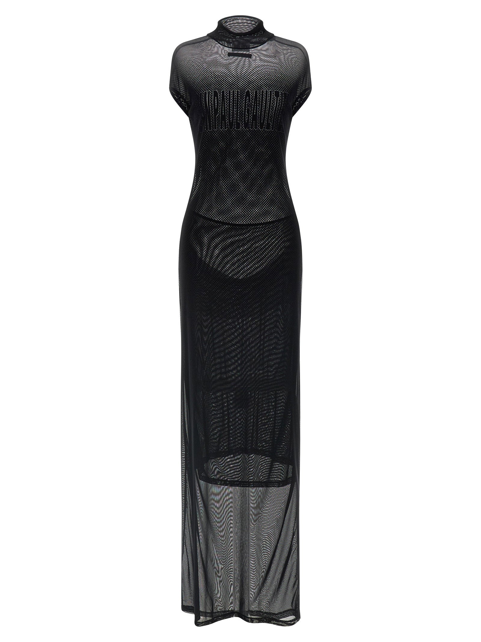 Jean Paul Gaultier Flocked Mesh Dress — Black