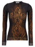 Jean Paul Gaultier Wood-Print Tulle Blouse — Black