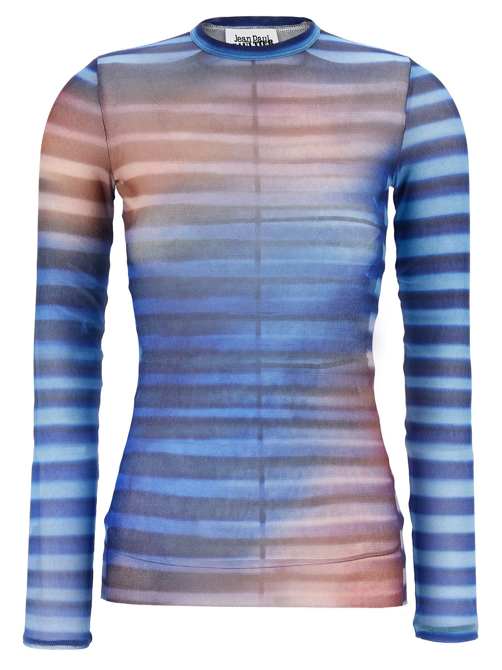 Jean Paul Gaultier Air Print Stretch Tulle Top — Blue