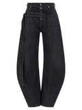 Jean Paul Gaultier Low-Waist Wide-Leg Cotton Denim Jeans — Black