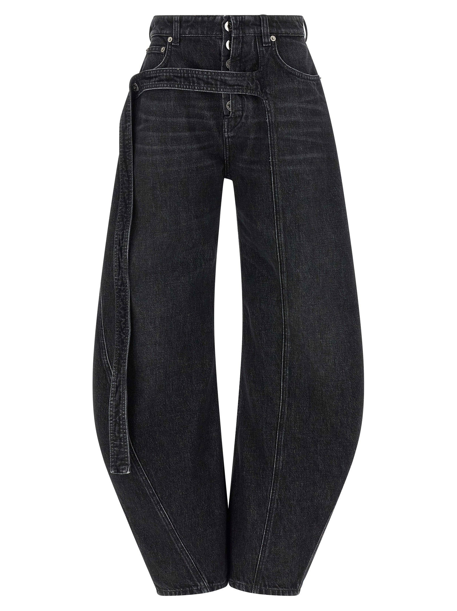 Jean Paul Gaultier Low-Waist Wide-Leg Cotton Denim Jeans — Black