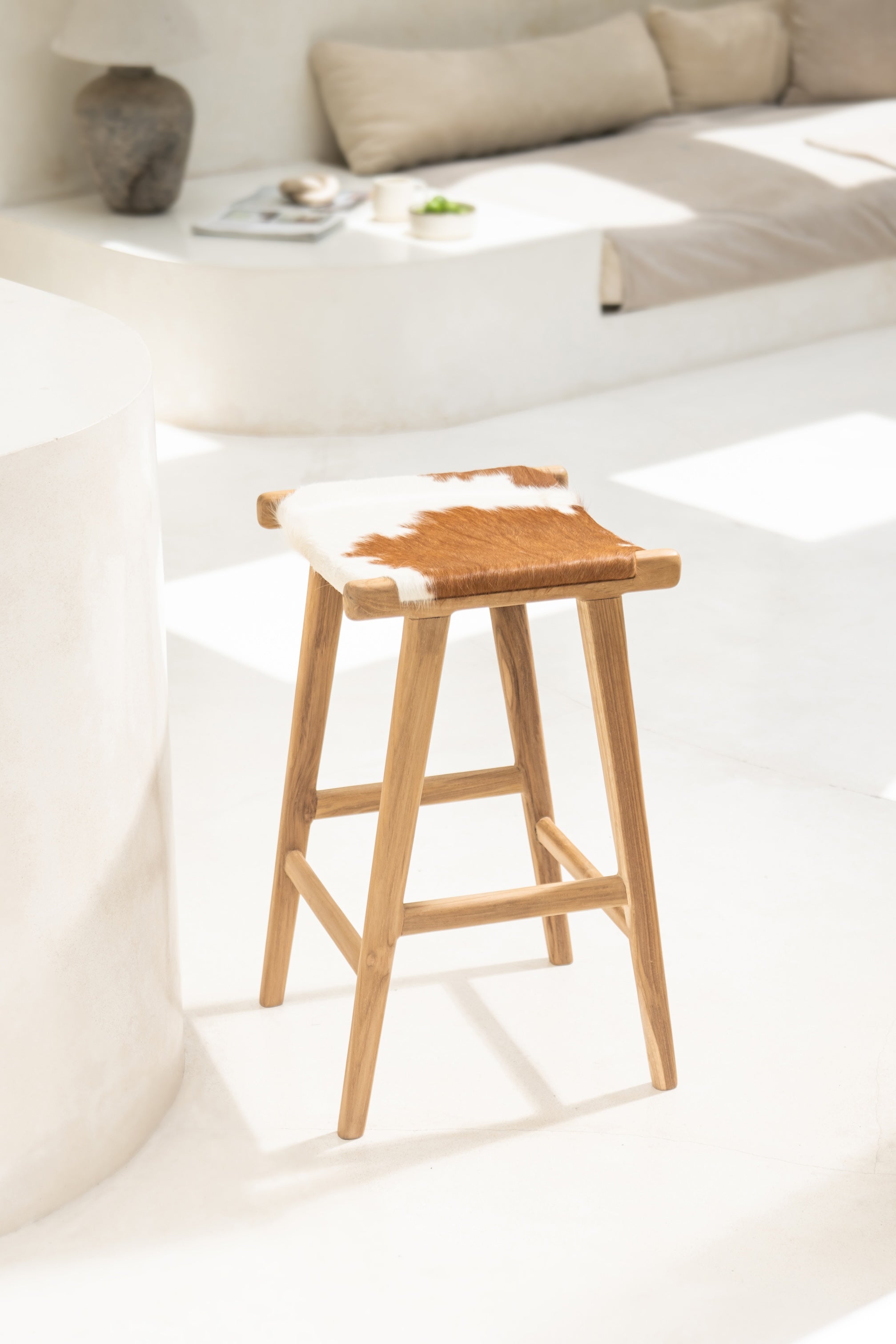 Uli Cowhide Backless Counter Stool