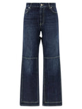 Jean Paul Gaultier Cut-Out Stone-Washed Denim Jeans — Navy