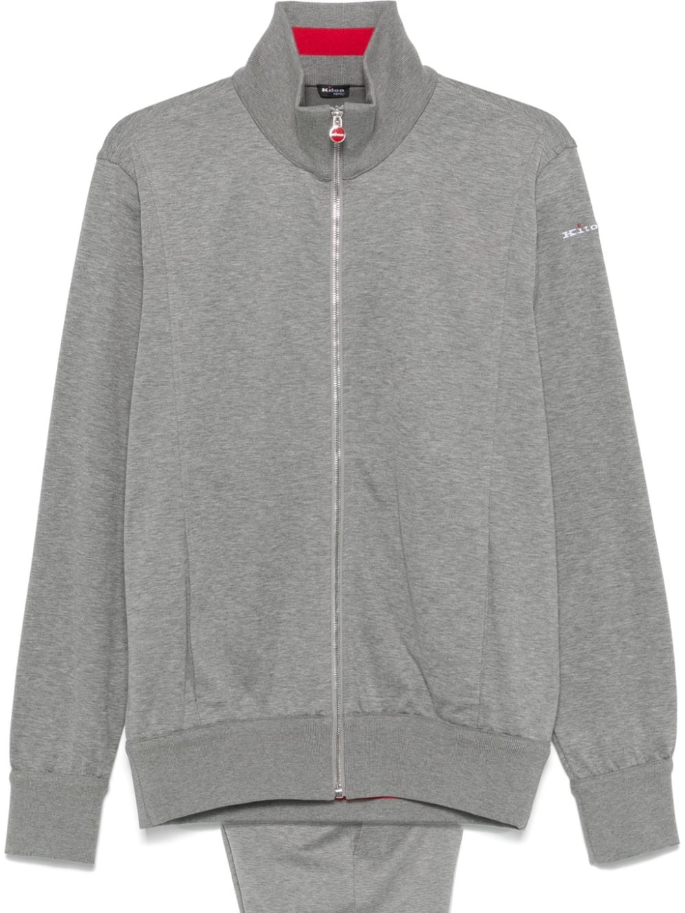 Kiton Logo-Embroidered Cotton Blend Tracksuit — Grey