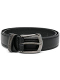 Peserico Punto Luce-Trim Leather Belt — Black