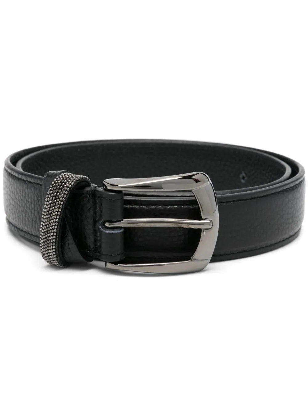 Peserico Punto Luce-Trim Leather Belt — Black